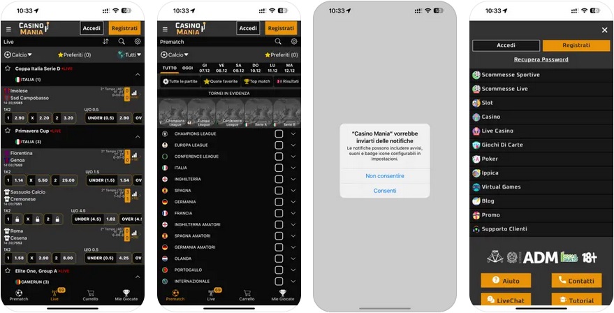 Casinomania mobile app