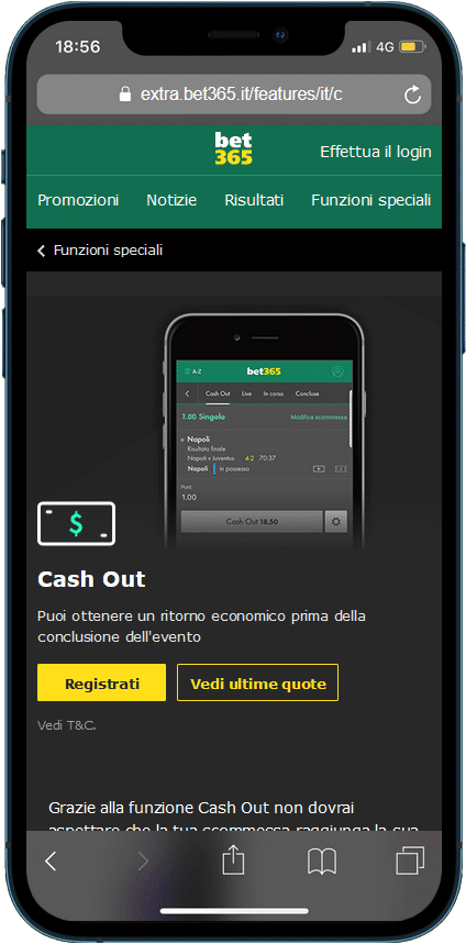 bet365 cash out scommesse